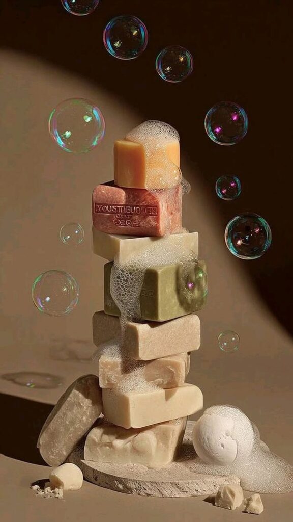savon solide avec des bulles